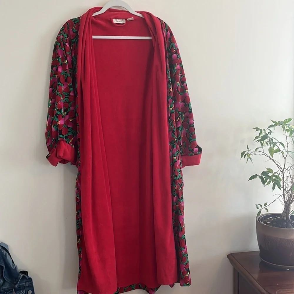Victoria’s Secret Gold Label Bathrobe Dressing‎ Gown Tulip Floral valentines 80s